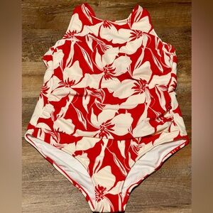 Shade & Shore Red and White One piece Swimwear Sz 18 NEW WITH TAGS